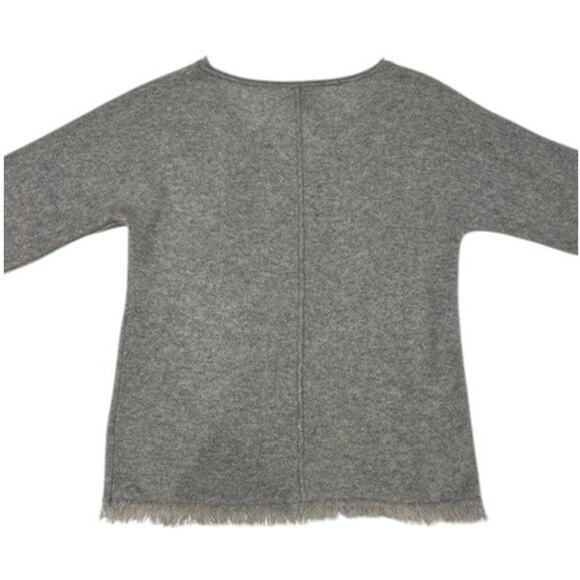 AMICI Pure Gray Grey V Neck 100% Cashmere Fringe 3/4 Dolman Sleeve Sweater SMALL - Picture 12 of 12